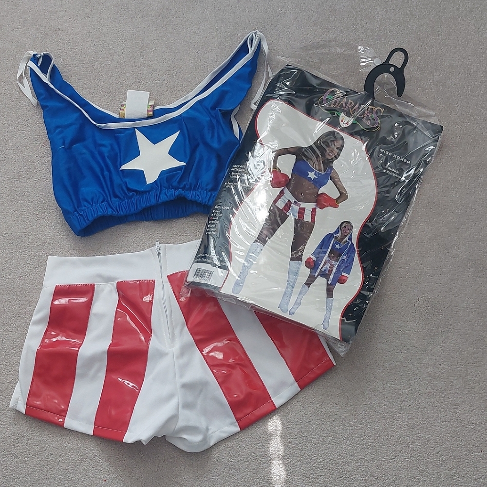 Miss Boxer.Costume Set - Blue, Red, and White